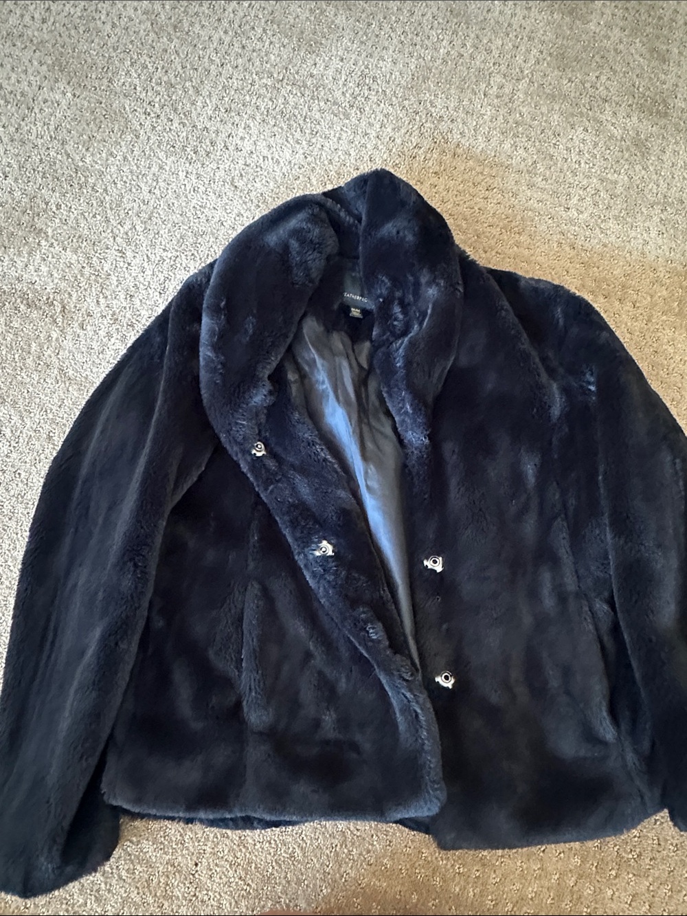 Weatherproof Plush Faux Fur Jacket in Dark Navy